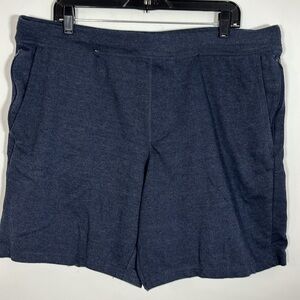 Eddie Bauer Lounge Sweat Short XL Blue Comfort Pull On Drawstring Zip Pockets